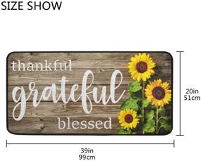 img 2 attached to 🌻 Fall Washable Sunflower Kitchen Rug: Thankful, Grateful, Blessed Mat for Non-Slip Comfort and Farmhouse Decor
