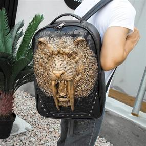 img 1 attached to 🎒 MIOZUKI Leather College Backpack with Exquisitely Carved 3D Patterns - Perfect for Halloween (S1, Black+)