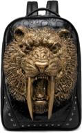 🎒 miozuki leather college backpack with exquisitely carved 3d patterns - perfect for halloween (s1, black+) логотип