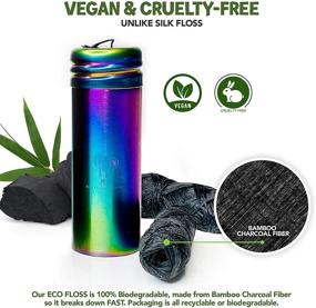 img 3 attached to 🌿 Vegan Biodegradable Bamboo Charcoal Dental Floss & Refillable Stainless Steel Rainbow Container Set – 2x33yds, Natural Candelilla Wax, Peppermint Flavor, Eco-Friendly Oral Care Solution