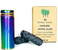 🌿 vegan biodegradable bamboo charcoal dental floss & refillable stainless steel rainbow container set – 2x33yds, natural candelilla wax, peppermint flavor, eco-friendly oral care solution logo