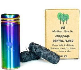 img 4 attached to 🌿 Vegan Biodegradable Bamboo Charcoal Dental Floss & Refillable Stainless Steel Rainbow Container Set – 2x33yds, Natural Candelilla Wax, Peppermint Flavor, Eco-Friendly Oral Care Solution