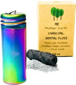 img 2 attached to 🌿 Vegan Biodegradable Bamboo Charcoal Dental Floss & Refillable Stainless Steel Rainbow Container Set – 2x33yds, Natural Candelilla Wax, Peppermint Flavor, Eco-Friendly Oral Care Solution