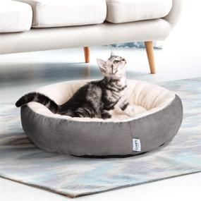 img 3 attached to 🐾 20in Love's Cabin Round Donut Cat and Dog Cushion Bed - Pet Bed for Cats or Small Dogs with Anti-Slip & Water-Resistant Bottom - Super Soft Durable Fabric Pet Supplies - Machine Washable Luxury Cat & Dog Bed