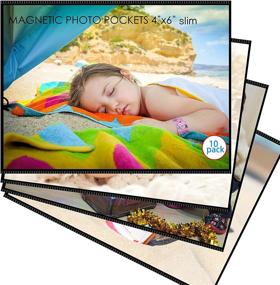 img 4 attached to 🖼️ Premium Super Slim Magnetic Picture Pockets Frames - 10 Pack 4x6 Inches for Refrigerator by M.Memo