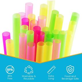 img 2 attached to 🥤 Houseables Extra Wide Boba Straws - 100 Pack, 10.5 Inch Long, Smoothie & Milkshake Straws, Large Jumbo Size, Multi-Color, 0.5" Diameter, BPA-Free, Reusable Polypropylene Plastic - Ideal for Tea and Cold Drinks