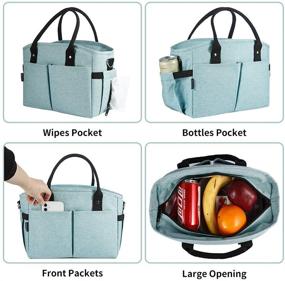 img 2 attached to 👜 Stylish Insulated Lunch Bags for Women: Large Cooler Tote Adult Lunch Box with Shoulder Strap, Water Bottle Holder, and Side Pockets