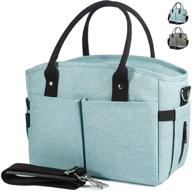 👜 stylish insulated lunch bags for women: large cooler tote adult lunch box with shoulder strap, water bottle holder, and side pockets логотип