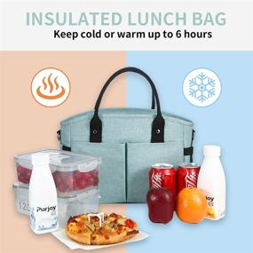 img 3 attached to 👜 Stylish Insulated Lunch Bags for Women: Large Cooler Tote Adult Lunch Box with Shoulder Strap, Water Bottle Holder, and Side Pockets