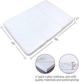 img 2 attached to Trifold Pack and Play Mattress Topper - Ultra Soft Jacquard 🛏️ Water-Resistant Foldable Playard Playpen Mattress Pad - Mini Crib Mattress 38x26x2 Inch