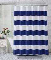 🛁 amazerbath 72x72 blue fabric shower curtain - 120g navy striped washable classic curtain with 2 heavy duty stones for bathroom, home, hotel logo