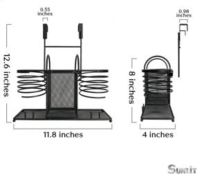 img 3 attached to 🧺 Sunlit 3-in-1 Hair Product Organizer: Wire Storage Basket for Hair Dryer, Brushes, Irons & Styling Tools. Wall Mount/Countertop/Cabinet Door Holder in Black