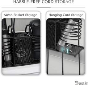 img 1 attached to 🧺 Sunlit 3-in-1 Hair Product Organizer: Wire Storage Basket for Hair Dryer, Brushes, Irons & Styling Tools. Wall Mount/Countertop/Cabinet Door Holder in Black