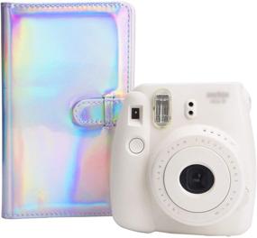 img 1 attached to Sunmns PU Leather Photo Album for Fujifilm Instax Mini 11 9 8 90 8+ 26 7s Instant Camera Film, Polaroid Snap Zip Z2300 PIC-300 Film (Bright Silvery)