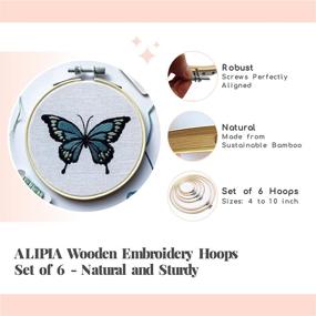 img 3 attached to 🌿 Sustainable Wooden Embroidery Hoop Set - 6 Bamboo Hoops for Crafts - Cross Stitch Frames, 4 to 10 inches - Natural and Sturdy Alipia Wood Embroidery Hoops