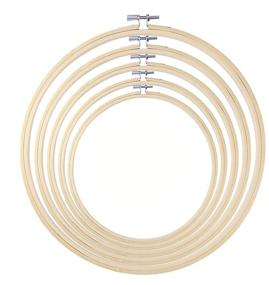 img 4 attached to 🌿 Sustainable Wooden Embroidery Hoop Set - 6 Bamboo Hoops for Crafts - Cross Stitch Frames, 4 to 10 inches - Natural and Sturdy Alipia Wood Embroidery Hoops