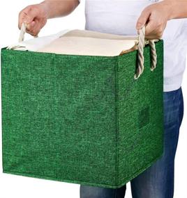 img 1 attached to 📦 HSDT Green Foldable Fabric Storage Bins Cube Organizers, 13x13x13 inch, for Home or Office Clutter Organization, Set of 6, Q-ST-48-6