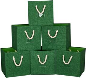 img 4 attached to 📦 HSDT Green Foldable Fabric Storage Bins Cube Organizers, 13x13x13 inch, for Home or Office Clutter Organization, Set of 6, Q-ST-48-6