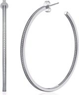 sweetv large silver hoop earrings for women and girls - stylish half hoop earrings with cubic zirconia logo