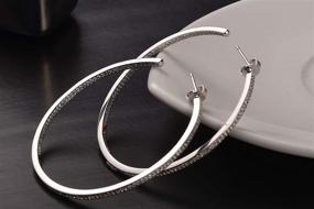 img 1 attached to SWEETV Large Silver Hoop Earrings for Women and Girls - Stylish Half Hoop Earrings with Cubic Zirconia