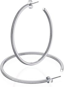 img 2 attached to SWEETV Large Silver Hoop Earrings for Women and Girls - Stylish Half Hoop Earrings with Cubic Zirconia