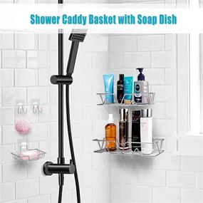 img 3 attached to 🚿 6-Pack CGBE Corner Shower Caddy Set: Wall-Mounted Shower Shelf with Soap Dish Holder, Electric Toothbrush Holder, and Adhesive Hooks - No Drilling Shower Organizer for Kitchen and Toilet