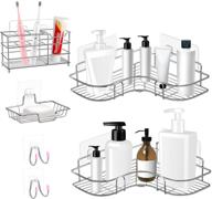 🚿 6-pack cgbe corner shower caddy set: wall-mounted shower shelf with soap dish holder, electric toothbrush holder, and adhesive hooks - no drilling shower organizer for kitchen and toilet logo