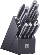 🔪 henckels graphite 13-piece self-sharpening knife set with block, kitchen knife sharpener, chef knife, steak knife, black, stainless steel logo