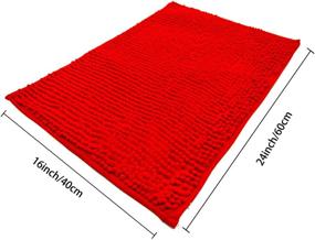 img 2 attached to 🛀 Eanpet Шенильский банный коврик: антискользящий микроволоконный половой коврик для детей, ультрамягкий и быстро сохнущий, впитывающий воду душевой коврик в красном цвете (16" x 24")