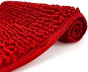 img 4 attached to 🛀 Eanpet Chenille Bath Mat: Non-Slip Microfiber Floor Mat for Kids, Ultra Soft & Quick Drying Rug, Water Absorbent Shower Mat in Red (16" x 24")