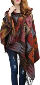 img 4 attached to 🧥 Amy Babe Aztec Print Bohemian Blanket Poncho Cape Shawl with Tassel Hoodie Cloak