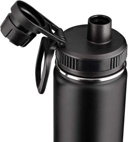 img 2 attached to FLLO MOTION 22oz Vacuum Insulated Water Bottle: Wide Mouth Dual Lid - Reusable Stainless Steel Flask, Chug Lid (Black)