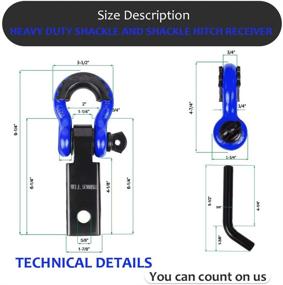 img 3 attached to 🚚 AUTOBOTS 2-Inch Tow Hitch Receiver, 45,000 lbs Break Strength, Heavy Duty Receiver with 5/8-Inch Screw Pin, 3/4-Inch Shackle, Towing Accessories for Off-Road Vehicle Recovery - 2R Blue/Black (Pack of 1)