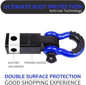 img 1 attached to 🚚 AUTOBOTS 2-Inch Tow Hitch Receiver, 45,000 lbs Break Strength, Heavy Duty Receiver with 5/8-Inch Screw Pin, 3/4-Inch Shackle, Towing Accessories for Off-Road Vehicle Recovery - 2R Blue/Black (Pack of 1)