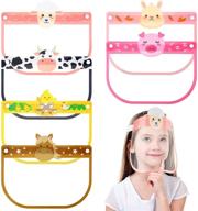 🐮 farm animal clear visor shields: 6-piece cute face covering with elastic band, reusable transparent shield for outdoor activities logo