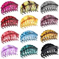 💁 fashionable tortoise hair claw clips - set of 12 large jaw clips for women with strong hold logo