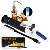 🍷 refractometer for alcohol liquor production | 0-80% volume percent, atc | measurement of ethanol with water distilled beverages | ideal for winemakers | optics alcohol refractometer with extra led light & pipettes logo