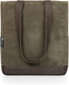 img 1 attached to LEGACY - Picnic Time Brand Wine Tote Bag - Distressed Waxed Canvas Wine Bottle Carrier - Insulated Wine Gift Bag