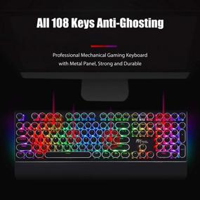 img 1 attached to Enhanced RK ROYAL KLUDGE Typewriter Style Mechanical Gaming Keyboard with True RGB Backlit, Ergonomic Collapsible Wrist Rest, 108-Key Blue Switch, Retro Round Keycap Design, Black