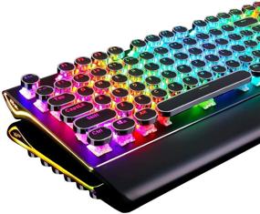 img 4 attached to Enhanced RK ROYAL KLUDGE Typewriter Style Mechanical Gaming Keyboard with True RGB Backlit, Ergonomic Collapsible Wrist Rest, 108-Key Blue Switch, Retro Round Keycap Design, Black