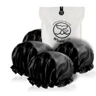 🚿 reusable extra large shower cap for men and women (black 4 pack xl) - waterproof satin double layer eva cap for long hair логотип