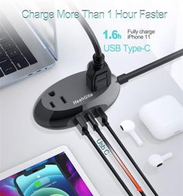 img 1 attached to 🔌 Компактная мини-продуктовая полоса питания с USB C, удлинительным шнуром длиной 5 футов, 2 розетками и 3 портами USB (15 Вт 3,1 А) - путешественники, рабочие столы, дома и офисы.