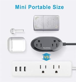 img 2 attached to 🔌 Компактная мини-продуктовая полоса питания с USB C, удлинительным шнуром длиной 5 футов, 2 розетками и 3 портами USB (15 Вт 3,1 А) - путешественники, рабочие столы, дома и офисы.