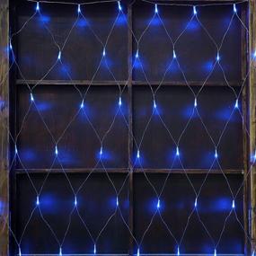 img 4 attached to 192 LED Blue Net Mesh Fairy String Decorative Lights 9.8ft x 6.6ft - Safe 30V Voltage for Christmas Outdoor Wedding Garden Decorations