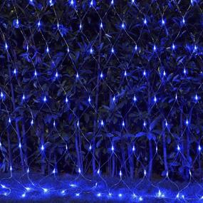 img 3 attached to 192 LED Blue Net Mesh Fairy String Decorative Lights 9.8ft x 6.6ft - Safe 30V Voltage for Christmas Outdoor Wedding Garden Decorations