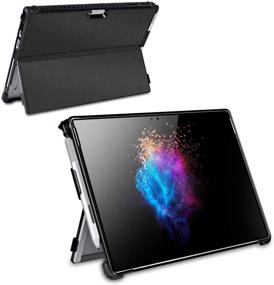 img 4 attached to 🖥️ Чехол Black Surface Pro с возможностью регулировки угла просмотра и держателем для ручки - совместим с Microsoft Surface Pro 7/6/5/4.