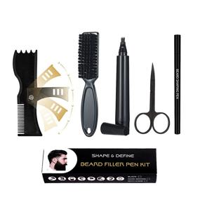 img 3 attached to 🧔 TWSOUL Beard Filling Pen Kit - Beard Pencil Filler for Men | Waterproof | Long-Lasting | Natural-Looking | Beard Shaper Tool for Enhanced Facial Hair (Black, 5-Piece Set)