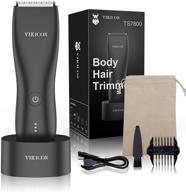 vikicon electric groin hair trimmer for men: all-in-one ball shaver and body groomer with replaceable ceramic blades and waterproof design - black logo