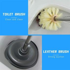 img 2 attached to Ultimate Toilet Cleaning Combo: Toilet 🚽 Plunger with Holder and Bowl Brush Set (Silver)