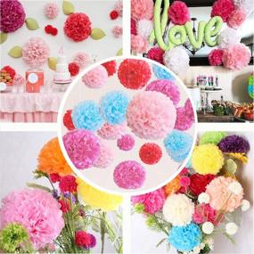 img 1 attached to Vibrant Rainbow Tissue Paper Pom Poms for Party Decor - iShyan 12 Pcs Assorted Flower Balls